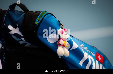 12 gennaio 2022, SYDNEY, AUSTRALIA: Belinda Bencics Bag durante il secondo round del torneo di tennis WTA 500 Sydney Tennis Classic 2022 (Credit Image: © Rob Prange/AFP7 via ZUMA Press Wire) Foto Stock