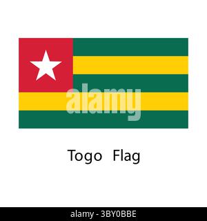 Bandiera del paese del Togo illustrazione del disegno a mano disegno basato su vettore Illustrazione Vettoriale