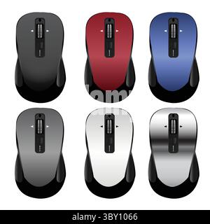 Illustrazione del mouse a scorrimento laterale wireless Bluetooth disegno vettoriale Vol 02 Illustrazione Vettoriale