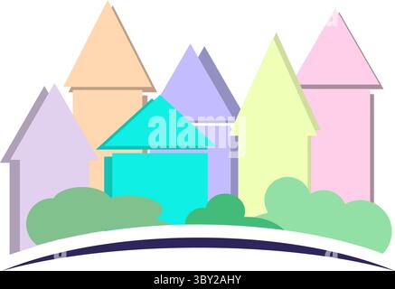 Icona della casa in stile cartoni animati. Case di diversi colori . Illustrazione Vettoriale