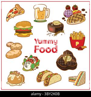 Immagini vettoriali di cibi deliziosi che piace alla gente, Food Vector EPS Illustrazione Vettoriale