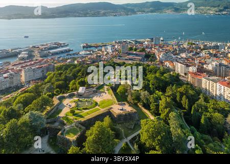 Aerea della Fortezza di El Castro a Vigo, Galizia, Spagna Foto Stock