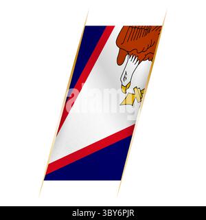 Bandiera delle Samoa americane sotto forma di striscione con effetto ondeggiante e ombra. Design vettoriale moderno. Illustrazione Vettoriale