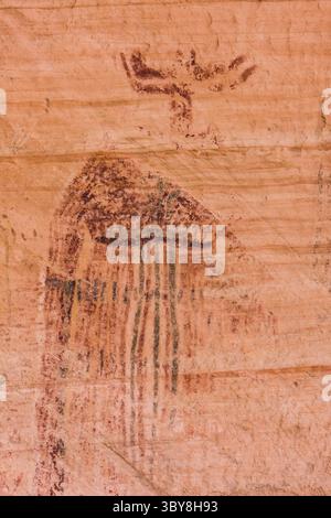 18 febbraio 2008, Utah, Stati Uniti: Una figura antropomorfica aliena sul Bartlett Rock Art Panel, un pannello in stile Barrier Canyon vicino a Moab, Utah. Dipinto circa 3000 anni fa dalla cultura arcaica. (Immagine di credito: © Jon G. Fuller/VW Pics via ZUMA Press Wire) Foto Stock