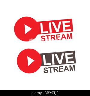 Simboli di trasmissione in diretta per lo streaming su Internet e gli spettacoli online Illustrazione Vettoriale