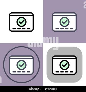 Simbolo di pagamento sicuro confermato sul sito Web: Pagamenti, metodi di pagamento, pagamenti senza contatto e icona di pagamento digitale. Illustrazione Vettoriale