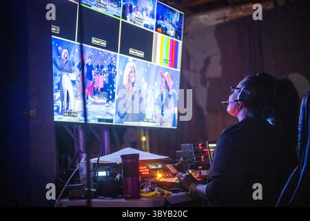20 luglio 2021, Curtis Bay, Maryland, USA: Riprese video ed effetti speciali in un magazzino di produzione di eventi a Curtis Bay, MD (immagine di credito: © Edwin Remsberg/VW Pics via ZUMA Press Wire) Foto Stock