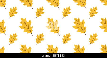 Modello autunnale con foglie gialle. Illustrazione vettoriale piatta disegnata a mano per banner, poster e social media Illustrazione Vettoriale