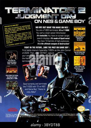 1992 annuncio di Terminator 2: Judgment Day NES Nintendo Gameboy Foto Stock