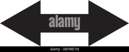 Una semplice e audace freccia nera che punta a sinistra e a destra, simboleggia due direzioni o una strada a due direzioni. Isolato su sfondo bianco. Illustrazione Vettoriale