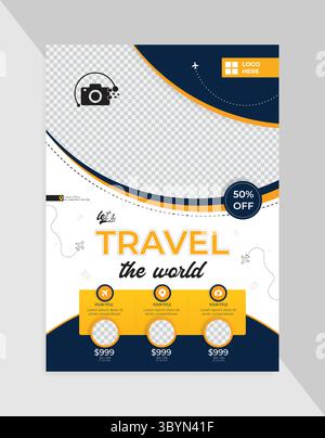 Layout della brochure del poster o dell'opuscolo di viaggio Illustrazione Vettoriale