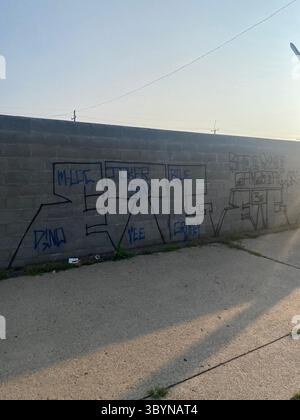 Gli identificatori ETGC del W7M includono graffiti "ETGC", bandane blu, insegne per le mani di chiusura e tatuaggi contrassegnati con "SCRG", "ETG" e "W7M". Foto Stock