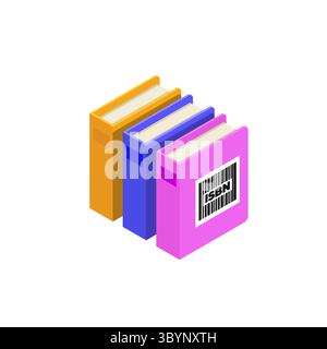Icona del libro dei cartelli ISBN, concetto di letteratura commerciale standard. Illustrazione del vettore isometrico. Illustrazione Vettoriale