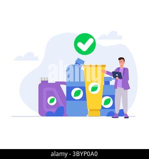 Controllo della sicurezza del prodotto. Illustrazione vettoriale. Illustrazione Vettoriale