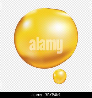 Striscio di olio, gel giallo goccia realistico, crema cosmetica liquido. Illustrazione vettoriale realistica Illustrazione Vettoriale