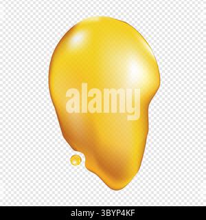 Striscio di olio, gel giallo goccia realistico, crema cosmetica liquido. Illustrazione vettoriale realistica Illustrazione Vettoriale