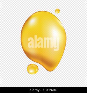 Striscio di olio, gel giallo goccia realistico, crema cosmetica liquido. Illustrazione vettoriale realistica Illustrazione Vettoriale