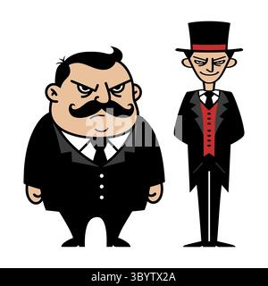 Malvagi criminali personaggi criminali Cartoon Illustrazione Vettoriale