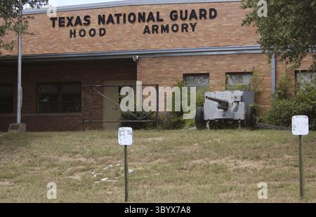 Tyler, Texas - 28 agosto 2024: Armeria abbandonata della Guardia Nazionale del Texas situata a Tyler Texas Foto Stock