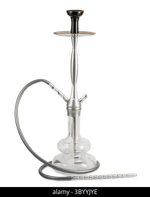 Narghilè o tubo dell'acqua isolati fatti a mano su sfondo bianco chiaro. Parti diverse del shisha tradizionale Foto Stock