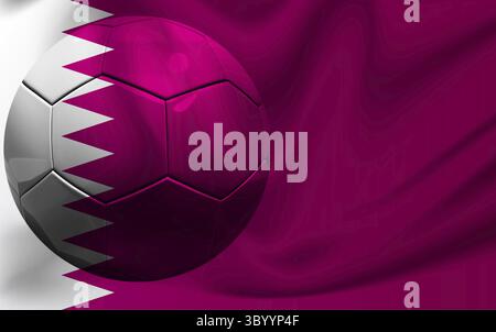 Pallone da calcio nei colori della bandiera del Qatar Foto Stock