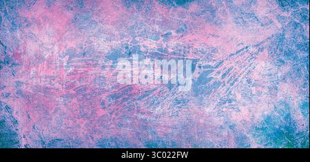Sfondo astratto di una superficie superficiale di cemento armato con vernice lucida rossa, nera e blu e parti usurate . The​ pattern​ of​ surface​ wall​ concrete​ Foto Stock