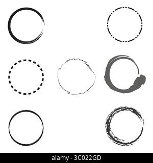 Anello di forma mista. Quadrato blu e cerchio verde. Ripetizione della ripetizione circolare. Cornice astratta moderna. Illustrazione Vettoriale