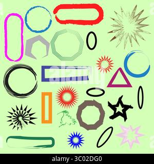 Collezione Abstract Shapes. Ripetizione geometrica delle forme. Vettore elementi artistici. Illustrazione del design creativo. Illustrazione Vettoriale