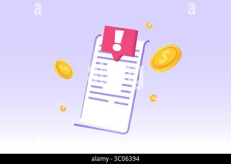 Concetto di notifica di scadenza della data di scadenza della fattura di pagamento. . Illustrazioni vettoriali per banner, sito Web, landing page, volantino. Illustrazione Vettoriale