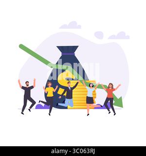 Riduzione dei costi, grande sconto. Illustrazioni vettoriali per banner, sito Web, landing page, volantino. Illustrazione Vettoriale