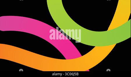 : Disegno del nastro vettoriale arcobaleno. Ripetizione vettoriale linea colore. Motivo del nastro arcobaleno. Design grafico 3D Vector Colorful Lines Illustrazione Vettoriale