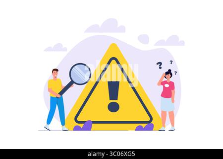Identificazione dei problemi, analisi dei rischi, metodi per superare o risolvere il concetto di problemi. Illustrazione vettoriale. Illustrazione Vettoriale