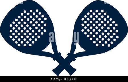 Emblema del tennis Padel per club. Distintivo racchette da paddle team. Icona Sport. Silhouette di palas da torneo. Simboli per attività ricreative e hobby attivi. Illu vettoriale Illustrazione Vettoriale