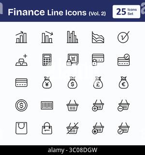 Icone della linea finanziaria (Vol. 2) Illustrazione Vettoriale