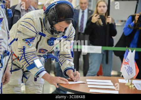 13 settembre 2018 - Star City, Russo - membro dell'equipaggio della Expedition 57 l'astronauta americano Nick Hague della NASA durante gli esami di qualificazione al Gagarin Cosmonaut Training Center 14 settembre 2018 a Star City, Russia. Il lancio di Hague e del cosmonauta russo Alexey Ovchinin è previsto per l'11 ottobre e trascorrerà i prossimi sei mesi vivendo e lavorando a bordo della stazione spaziale Internazionale. (Immagine di credito: © Sarah Volkman via ZUMA Wire) Foto Stock