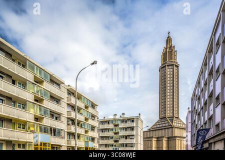 8 agosto 2014 - le Havre, Normandie, Francia - Chiesa di San Giuseppe, le Havre, Francia, design di Auguste Perret (immagine di credito: © Felipe Rodriguez / Vwpics/VW Pics via ZUMA Wire) Foto Stock