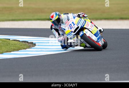 27 ottobre 2018 - Melbourne, Victoria, Australia - il pilota italiano Federico Fuligni (#21) della tasca Racing Scuderia Moto2 in azione durante il giorno 3 del MotoGP australiano 2018 tenutosi a Phillip Island, Australia. (Immagine di credito: © Theo Karanikos/ZUMA Wire) Foto Stock