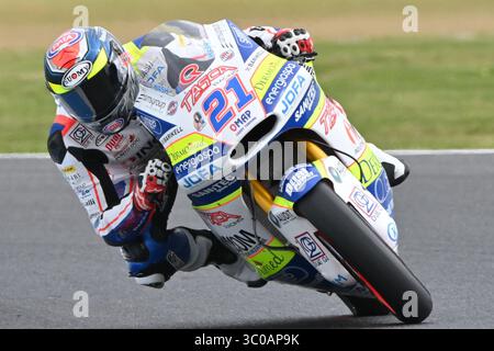 27 ottobre 2018: Federico Fuligni (ITA) sul No.21 KALEX della tasca Racing Scuderia Moto2 durante la sessione di prove di Moto2 tre al MotoGP of Australia 2018 sul circuito Phillip Island Grand Prix di Victoria, Australia. Sydney Low/Cal Sport Media (immagine di credito: &Copy; Sydney Low/CSM tramite cavo ZUMA) Foto Stock