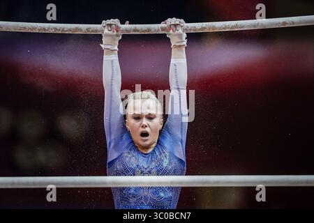 30 ottobre 2018: Angelina Melnikova di Â Russia durante Uneven Bar, finale a squadre femminile all'Aspire Dome di Doha, Qatar, Campionati del mondo di GINNASTICA artistica IN FIG. Ulrik Pedersen/CSM(immagine di credito: &Copy; Ulrik Pedersen/CSM tramite cavo ZUMA) Foto Stock