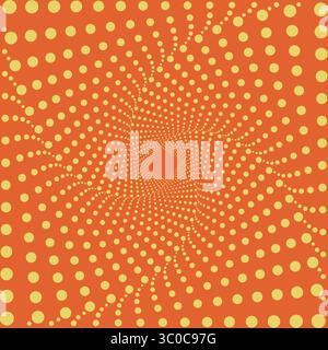 Sfondo astratto punteggiato. Modello di illusione ottica. Carta da parati geometrica. Elemento di design alla moda per cornice, logo, tatuaggio, insegna, simbolo, web Illustrazione Vettoriale