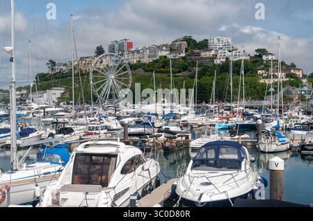 Torquay Marina and Ferris Wheel, Torquay, Devon, Inghilterra, Regno Unito Foto Stock