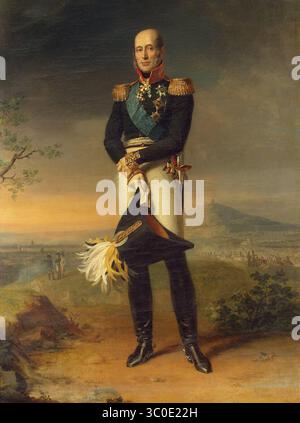 Ritratto completo di Barclay de Tolly, dipinto da George Dawe. Il principe Michael Andreas Barclay de Tolly (battezzato il 27 dicembre) è stato un feldmaresciallo russo che ha avuto un ruolo importante nelle guerre napoleoniche. Foto Stock