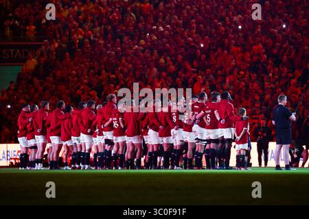 Brisbane,Australia,19,luglio,2025 Lions lineup Australia Wallabies vs The British & Irish Lions, The 1st test, Rugby Union crediti: Jason o'Brien / Seconds Left /Alamy Foto Stock