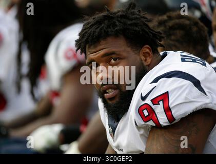 18 novembre 2018: Houston Texans DE #97 Angelo Blackson durante una partita di football tra i Washington Redskins e gli Houston Texans al FedEx Field di Landover, MD. Justin Cooper/CSM(Credit Image: &Copy; Justin Cooper/CSM via ZUMA Wire) Foto Stock