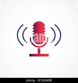 Icona riconoscimento vocale: Tecnologia ai Voice Command, il microfono simbolo per siti Web, presentazioni, app mobili. Illustrazione astratta Illustrazione Vettoriale