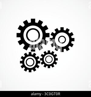 Contorno icona automazione con sfondo bianco – icona contorno processo ai System Gear, simbolo, illustrazione del logo. Grafica vettoriale per la presentazione Illustrazione Vettoriale