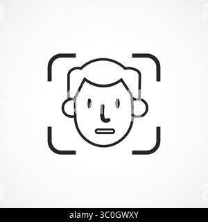 Icona Face Detection con contorno e sfondo bianco – tecnologia di riconoscimento biometrico ai, icona illustrazione vettoriale Illustrazione Vettoriale