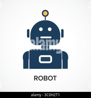 Icona robot, icona robot futuristica per l'intelligenza artificiale, illustrazione vettore robot, icone Chatbot robot Solid Illustrazione Vettoriale