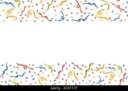 Cornice orizzontale, bordo senza cuciture di nastri e coriandoli Foto Stock