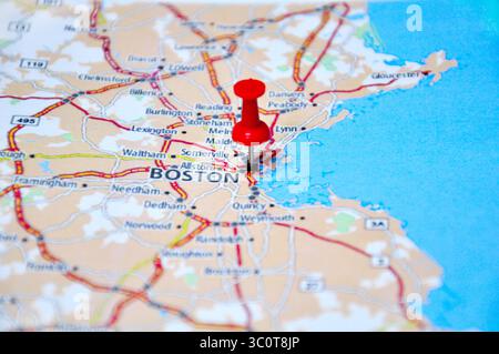 La mappa degli Stati Uniti - Boston Foto Stock